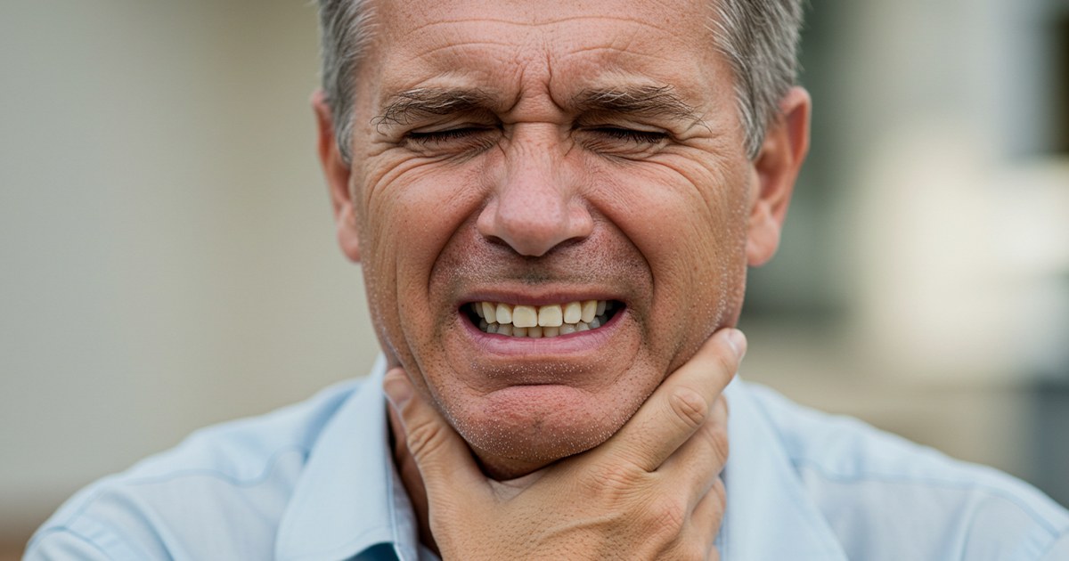a man suffering from pain, wishing to cure TMJ permanently