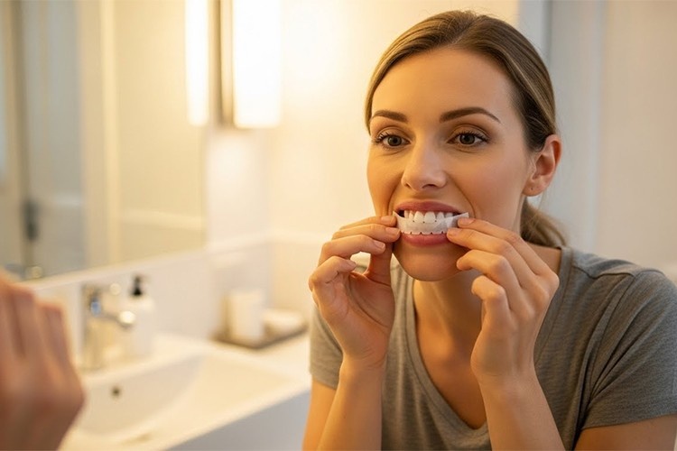 Applying whitening strips at home while considering should I brush my teeth before whitening strips for best results