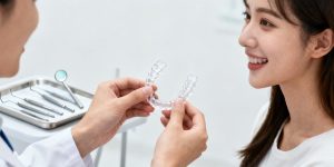 a woman getting clear aligners after understanding how long does Invisalign take